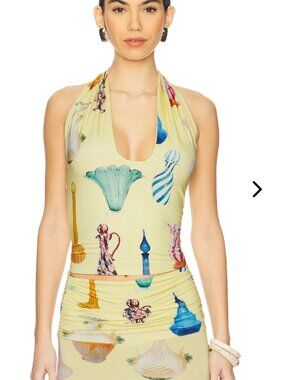 NWT Tyler McGillivary Vase Halter Top in Yellow